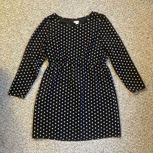 J Crew Womens Polka Dot Dress Size 10P 3/4 Sleeve Holiday New Years Minimalist